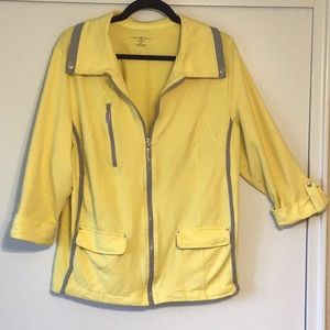 Karen Scott lemon-yellow XL zip up casual jacket